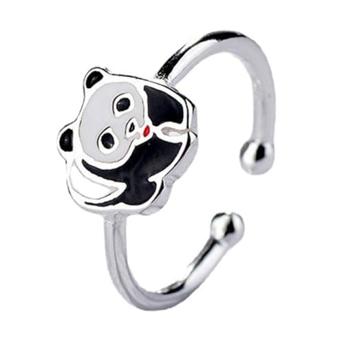 FRCOLOR Panda Form Verstellbarer Offener Ring für Damen Eleganter Schmuck für Besondere Anlässe Retro Design Vielseitig Partys Hochzeiten von FRCOLOR