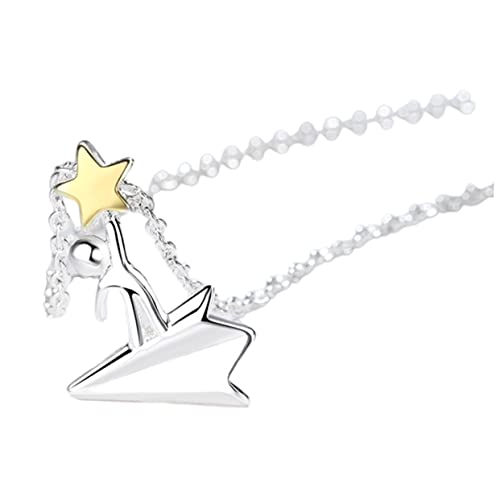 FRCOLOR Paper Airplane Anhänger Halskette Damen Leichtes Design Stern Kette Damen Schmuck für Alltag und Festliche Anlässe Wie Hochzeit Geburtstag Valentinstag von FRCOLOR