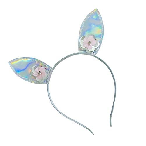 FRCOLOR Glänzendes Silbernes Haarband mit Hasenohren Blumenmädchen-haar-accessoires für Jungen und Mädchen Kopfbedeckung für Partys von FRCOLOR