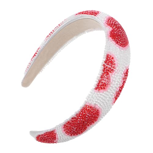 FRCOLOR Beaded Heart Haarreif Für Damen Funkelndes Stirnband Mit Romantischem Herzdesign Elegantes Haarschmuck Für Hochzeiten Und Besondere Anlässe Glitzernde Perlenverzierung von FRCOLOR