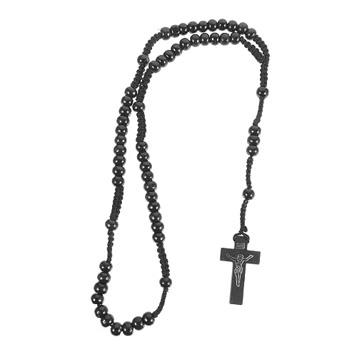 FRCOLOR Perlen Kreuz Anhänger Halskette Natürlichem Handgefertigte Kreuz Halskette für Männer und Damen Modischer Schmuck für Besondere Anlässe als von FRCOLOR