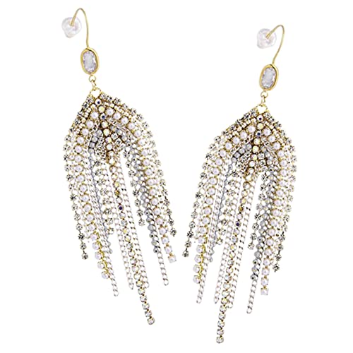 FRCOLOR Perlen Ohrringe Hängend Statement Chandelier Ohrschmuck für Damen Große Tropfen Ohrringe Boho Stil Geeignet für Hochzeit Abend und Besondere Anlässe von FRCOLOR