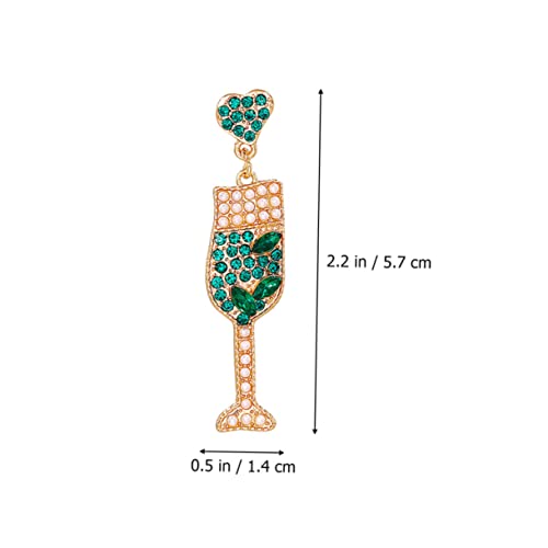 FRCOLOR Perlen Ohrstecker Damen Weinglas Form Strass Ohrringe Grün Funkelnde Party Schmuck für Weihnachten Hochzeit Festival Langlebig und Modisch von FRCOLOR
