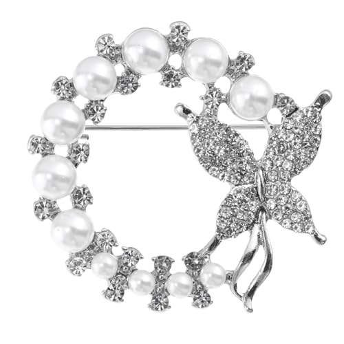 FRCOLOR Perlen Schmetterling Brosche mit Strasssteinen Modisches Schmuckaccessoire für Kleidung Schal und Tasche Vielseitiger Ansteckpin als zu Geburtstag und Besonderen Anlässen von FRCOLOR