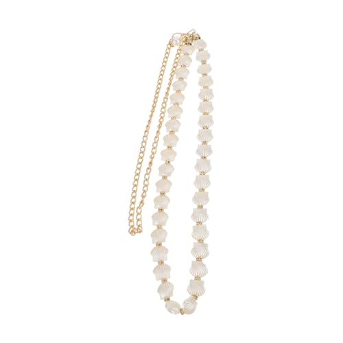 FRCOLOR Perlen Taillenkette mit Muschel design Weiß Verstellbarer Damen Gürtel für Kleider Strand Party Hochzeit Leicht und Platzsparend Hervorhebt Weibliche Figur von FRCOLOR