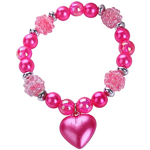 FRCOLOR Perlenarmband Mädchen Elastisches Herz Armband Rosa Wrist Jewelry Schmuck für Geburtstag Weihnachten von FRCOLOR