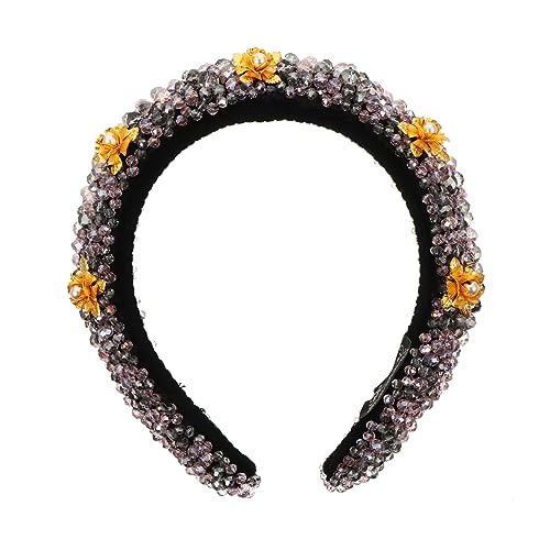 FRCOLOR Perlenblumenstirnband Haarreif Mit Kristallperlen Haarschmuck Perlen Bling Haarband Juwelenbesetzte Kopfbedeckung Haargummis Für Frauen Tiara-stirnband Stoff Schal Braut Bilden von FRCOLOR