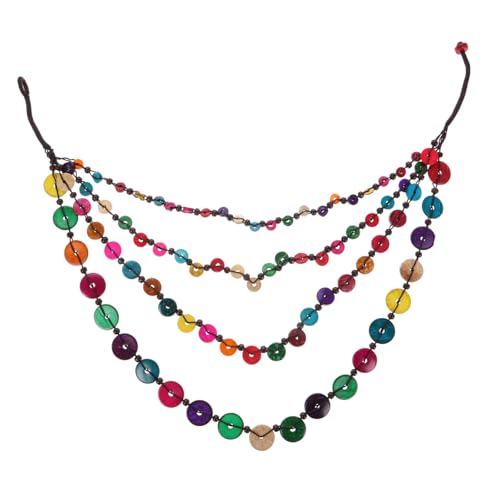 FRCOLOR Perlenkette aus Kokosnussschale Handgefertigter Boho Schmuck Langlebige Halskette Lang für Männer und Frauen Vielseitiges Retro accessoire Natürliche Materialien von FRCOLOR