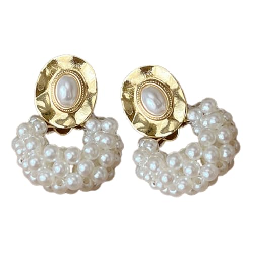 FRCOLOR Perlenohrringe Damen Elegant Vintage Stil Perlenanhänger Ohrstecker Modischer Schmuck für Frauen Geschenkidee zu Hochzeit Party Alltag von FRCOLOR