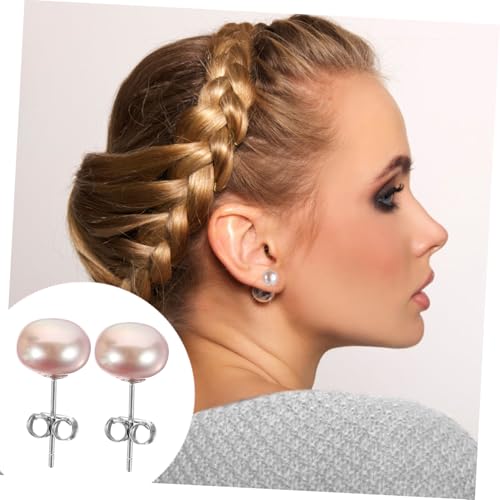 FRCOLOR Perlenohrringe Damen Frische Wassermuschel Perle Ohrstecker Elegant Leicht Silber Ohrschmuck Für Alltag Party von FRCOLOR
