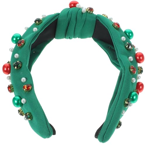 FRCOLOR Perlgeknotetes Stirnband Weihnachts-haarschmuck Haarbänder Mit Perlenknoten Stirnbänder Für Frauen Weihnachts-haarreifen Haarbänder Für Damen Schmücken Stoff Mädchen Fräulein von FRCOLOR