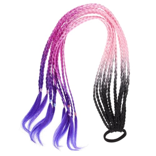 FRCOLOR Regenbogen-pferdeschwanz Bunte Zopfhaare Haarverlängerungsclip Geflochtene Synthetische Haarteile Haarverlängerungen Mit Gummibändern Damen Stirnband Mädchen Hochtemperaturdraht von FRCOLOR