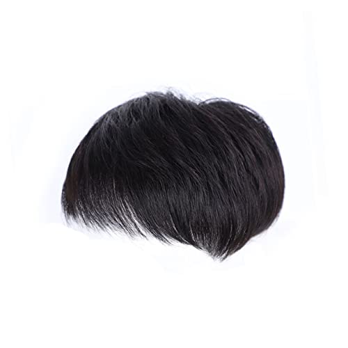 FRCOLOR Menschliches Haar Toupet Haarersatz Perücken Männer Haar Topper Haarperücke Cosplay Perücke Männer Männliches Haarteil Schwarze Perücke Für Männer Perücken- Topper Mann Patch Clip von FRCOLOR