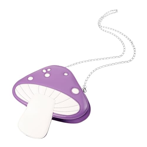 FRCOLOR Pilzbrötchen Schultertasche Geldbeutel Für Damen Pilz Geldbörse Lustige Geldbörsen Pilzgeschenke Umhängetasche Sommer Handtaschen Geldbörse in Pilzform Violett Pu von FRCOLOR