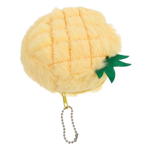 FRCOLOR Plüsch Geldbeutel Mit Ananas Design Weiche Münzaufbewahrungs Tasche Flauschiger Schlüsselanhänger Für Junge Mädchen Praktischer Beutel Zum Aufhängen Süße Tasche Aus Plüsch von FRCOLOR