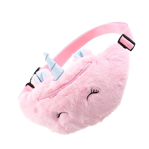 FRCOLOR Plüsch Einhorn Hüfttasche Gürteltasche Verstellbarer Riemen Niedliche Umhängetasche für Mädchen Rosa Cartoon Crossbody Bag von FRCOLOR