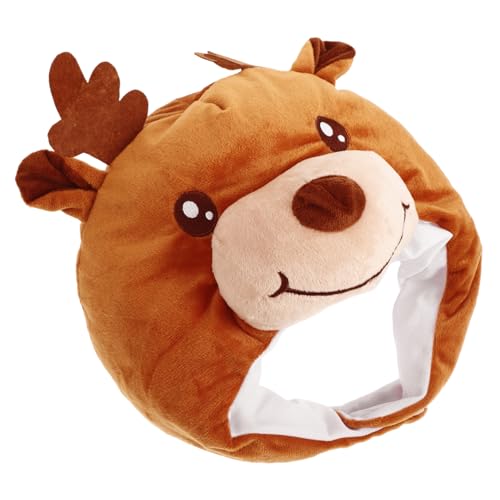 FRCOLOR Plüsch Elch Kopfbedeckung Kuschelige Weihnachtsmütze Karneval Kostüm Erwachsene Weicher Foto Requisite Weihnachtsdeko Wiederverwendbar Komfortabel von FRCOLOR