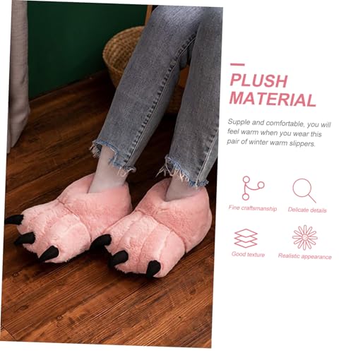 FRCOLOR Plüsch Hausschuhe Damen Warm Winter Cartoon Krallenform Sanft Bequem Rutschfest Komfortabel Für Zuhause Rosa von FRCOLOR
