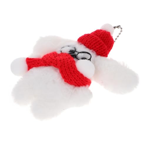 FRCOLOR Plüsch Hund Anhänger mit Brille und Schal Niedliches Schlüsselanhänger Deko mit Kette Weicher Plüschbeutelanhänger für Rucksack Geldbörse Geschenkidee zu Weihnachten von FRCOLOR