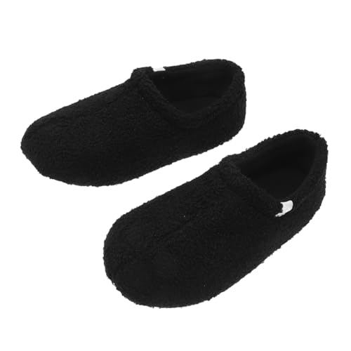 FRCOLOR Plüsch Memory Foam Hausschuhe Herren Winter Warm Gefüttert Faux Fur Fuzzy Haus Schuhe Geschlossener Zeh Rutschfest Komfortable Indoor Slipper Schwarz von FRCOLOR
