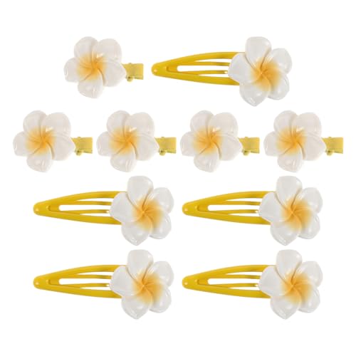 FRCOLOR 10stücke Teiliges Plumeria Haarspangen Für Mädchen Süße Gelbe Blumenhaarklammern Rutschfeste Haarschmuck-accessoires Für Dickes Und Dünnes Haar Clips Für Strand Und von FRCOLOR