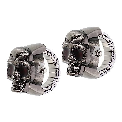 FRCOLOR Punk Ringuhr 2 Stück für Männer und Frauen Vintage Fingeruhr mit Flip Open Cover Langlebige Schmuckuhr für Verschiedene Anlässe von FRCOLOR