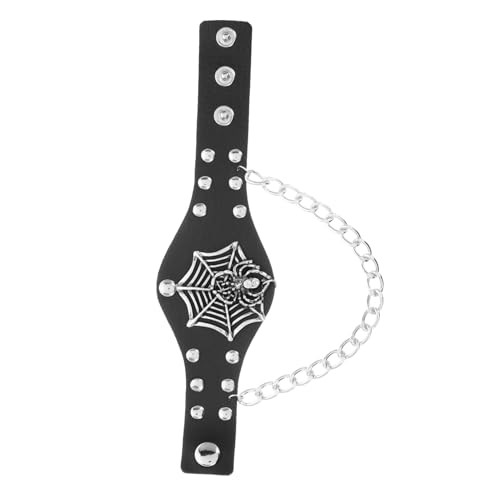 FRCOLOR Armband Mit Spinnennetz-design Totenkopf-verstellbare Manschette Aus Pu Für Halloween Und Gothic-look Geeignet Für Männer Und Frauen von FRCOLOR