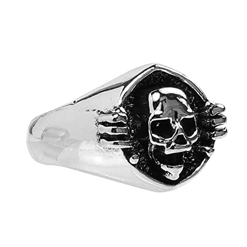 FRCOLOR Punk Style Herrenring Schädelring Robustem Legierungsmetall Komfortabel Tragbar Glänzend Poliert Kratzfest Langlebiger Schmuck für Halloween und Partys von FRCOLOR