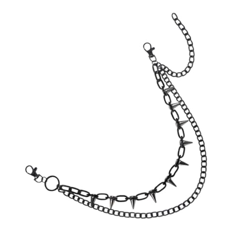 FRCOLOR Punk Style Hosenkette mit Metallnieten Doppellagige Gothic Jeans Kette für Damen und Herren Hip Hop Taschenkette als Modisches Streetwear Accessoire Dark Fashion von FRCOLOR