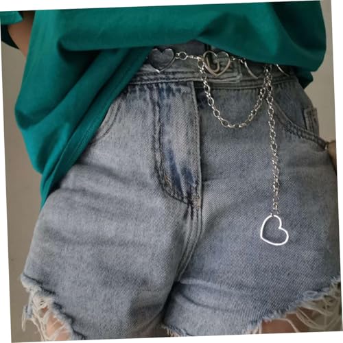 FRCOLOR Punk Taillenkette Damen Herzform Hohl Design Modische Silberne Hüftkette für Party Strand Hochzeit Kleid Jeans von FRCOLOR