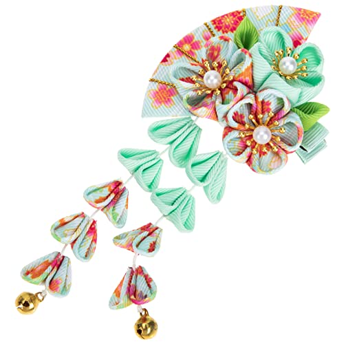 FRCOLOR Quaste Glocke Haarschmuck Perlmuttfarbene Haarspange Minimalistisches Haar U-förmige Haarnadeln Mädchen Lüfter Haarnadel-stirnband Funkeln Haarstylingzubehör Haarnetz Stoff Green von FRCOLOR