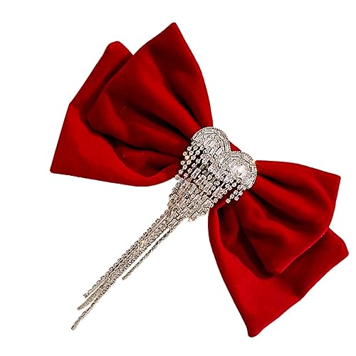 FRCOLOR Quaste Haarspange Kleid Mit Fliege Haarschleife Aus Strass Frauen Fliege Französische Haarnadel Haarnadeln Spanner Paillette Schleife Haarspange Kleidernadel Vor Bobby Kupfer Rot von FRCOLOR