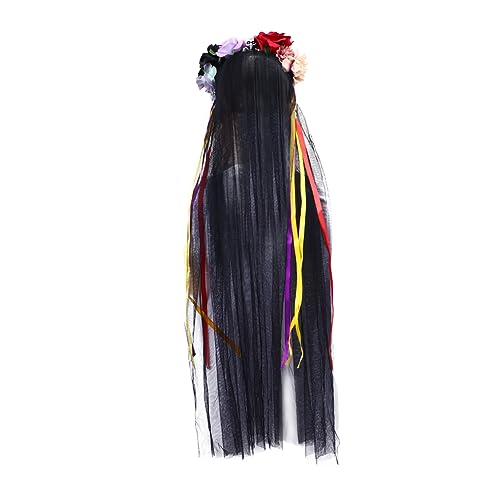 FRCOLOR Blumenstirnband Aus Spitzenrosen Für Halloween Stilvolles Haarband Mit Schleier Blumen Haarband Für Kostüm-party von FRCOLOR
