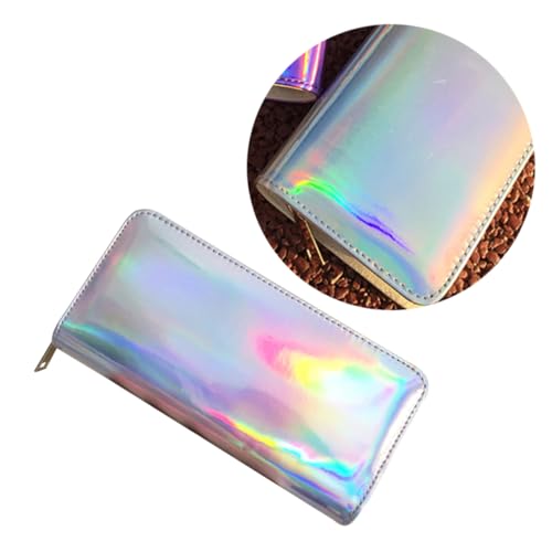 FRCOLOR Rectangular Pattern Shiny Geldbörse Für Damen Großes Münzportemonnaie Pu - Für Karten Und Bargeld Silberfarbenes Design Für Besondere Anlässe von FRCOLOR