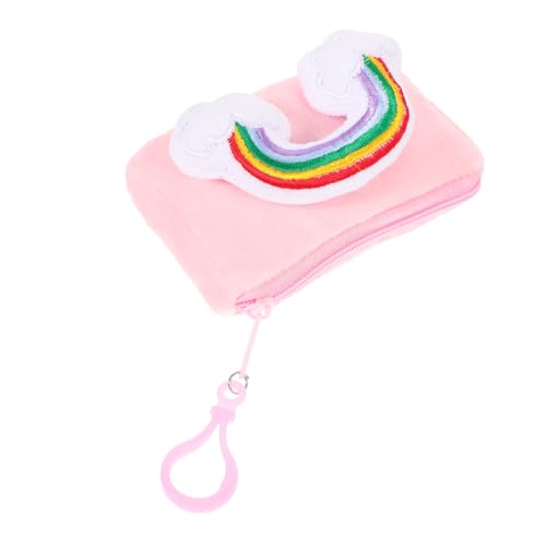 FRCOLOR Münzbeutel Mit Schlüsselanhänger Regenbogen-geldbörse Aus Plüsch Praktisch Zum Befestigen An Handtasche Oder Rucksack Geeignet Als Taschendekoration Für Kleingeldaufbewahrung von FRCOLOR