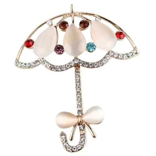 FRCOLOR Regenschirm Brosche für Damen Metall Anstecknadel mit Strass Dekoration für Kleidung und Anzüge für Besondere Anlässe und Alltag von FRCOLOR