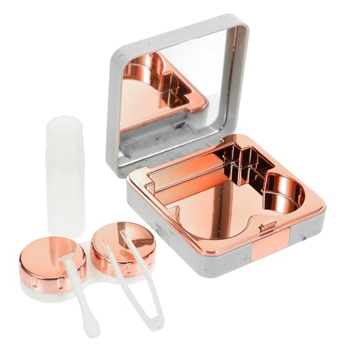 FRCOLOR Aufbewahrungskoffer in Reisegröße mit Marmormuster und Spiegel Kompakter Organizer für Frauen und Mädchen von FRCOLOR