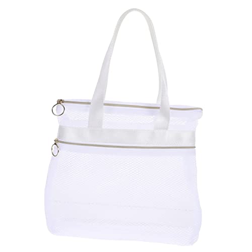 FRCOLOR Make-up-Behälter Reise-kulturbeutel Aufbewahrungstasche Reisetasche Damen Handtasche Strandtasche Nylon Weiß Reisen Reißverschlusstasche Tragbar Durchsichtige Organizer-Taschen von FRCOLOR