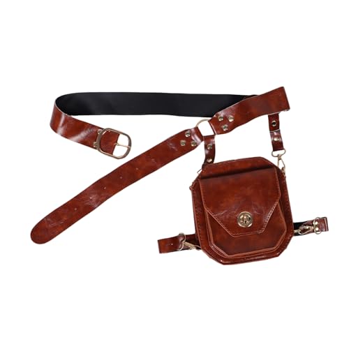 FRCOLOR Renaissance Gürteltasche aus Wasserfestem Pu-Material Mittelalterliche Damen-hüfttasche Vielseitig Tragbar als Oberschenkel Crossbody-Tasche Robust und Stilvoll für Halloween und von FRCOLOR