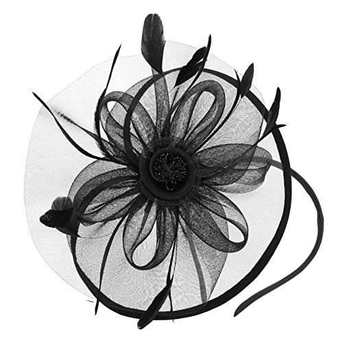 FRCOLOR Retro Brauthaarzubehör erste Hochzeit Brauthut Gefiederte Tea-Party-Hüte Hut Fest Kopfbedeckung für Braut Banketthut für Frauen Braut Hut Dekoration Gittergewebe Schwarz von FRCOLOR