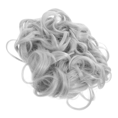 FRCOLOR Lockiger Dutt Haarkamm Clip Verlängerung Dutt Für Frauen Kleiner Unordentlicher Dutt Haargummi Gefälschter Haarknoten Graue Farbe von FRCOLOR