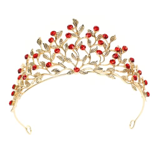 FRCOLOR Retro Diamond Crown Head Hoop Haarschmuck für die Braut Hochzeitshaarzubehör Hochzeit Tiara Brautkopfbedeckung Brautkronen Tiara für Frauen Tiaras Strasssteine rot von FRCOLOR