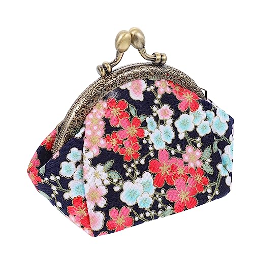 FRCOLOR Retro Handtasche Damen Kompakte Stofftasche mit Blumenmuster Geldbörse für Schlüssel Münzen Karten für Ausflüge mit Kirschblütendesign von FRCOLOR