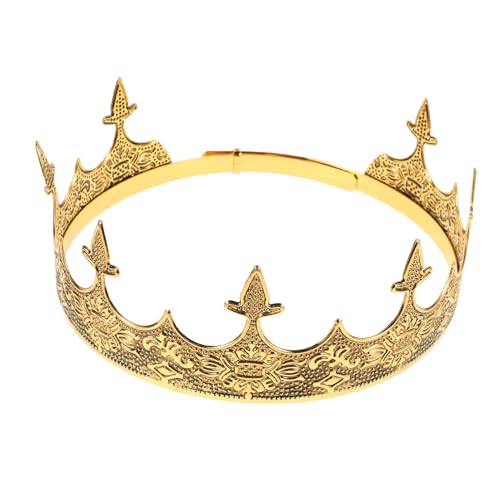 FRCOLOR Retro Herren Königskrone aus Metall Dekorative Königliche Kopfbedeckung für Männer Vielseitig für Hochzeit Party Junggesellenabschied Auffälliges Cosplay Accessoire in Antikgold von FRCOLOR