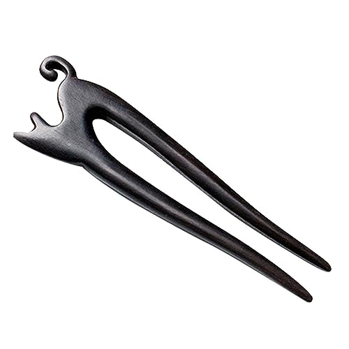 FRCOLOR Chinesische Holz-haarnadel Mit Katzenmotiv Retro Haarforke Für Duttfrisuren Handgemachte Haarschmuck Aus Schwarzem Für Damen Und Mädchen Für Hochzeiten Und Besondere Anlässe von FRCOLOR