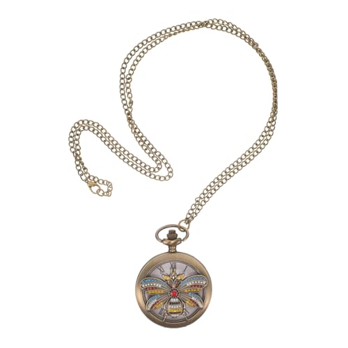 FRCOLOR Vintage Taschenuhr Halskette Mit Kette Stilvolle Quarzzeitenanzeige Kreative Bienen-Design Und Elegante Accessoire Für Damen Und Herren von FRCOLOR