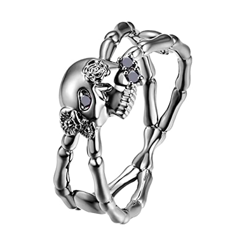 FRCOLOR Retro Stil Schädelring Herren Modischer Finger Schmuck Einzigartiges Design Schwarz Geschenkidee für Freunde und Familie von FRCOLOR