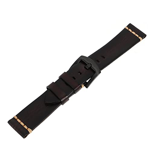 FRCOLOR Retro Uhrenarmband mit Dornschließe Austauschbares Verstellbares Armband für Herren Damen in Tiefbraun Kompatibel mit Meisten Uhrenmodellen Langlebig Hautfreundlich von FRCOLOR