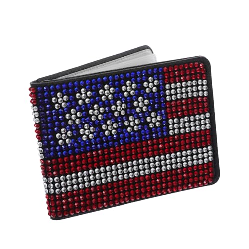 FRCOLOR Rhinestone Auto Dokumentenhalter Amerikanische Flagge Kratzfester Führerschein Versicherungsorganizer Kompakter Kartenhalter für Auto-registrierung Stilvoller Schutz für Männer und von FRCOLOR