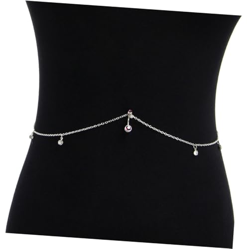 FRCOLOR Rhinestone Bauchnabelring mit Silberkette Hautfreundliches Piercing Schmuck Funkelnder Nabelring mit Allergie Wirkung Elegantes Bauchnabelpiercing für Damen Perfektes für Strand von FRCOLOR